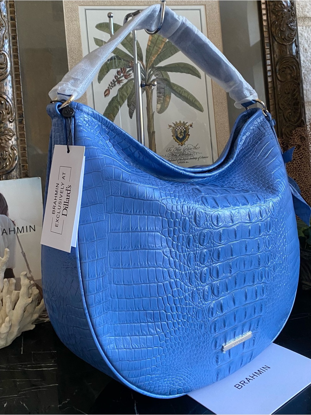 🫐 Brahmin Blue Regatta Keepsake Kathleen Rose Shoulder Bag NWT - Picture 6 of 12